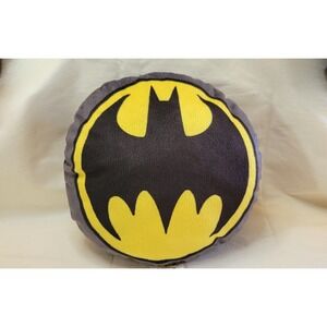 DC Comics Batman Round Plush Throw Pillow Yellow Black Bat Signal Logo 11 inch